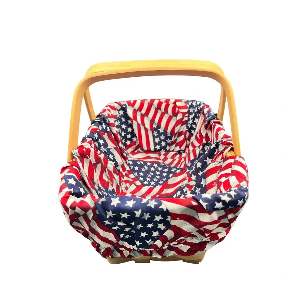 Patriotic Americana Basket Red White Blue Stars‎ Stripes Fabric Liner Decor